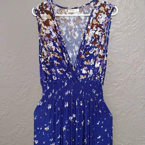 Seven Islands Wome'sWhite and Blue Plunge Neck Sleeveless Maxi Dress Size L - Picture 5 of 11